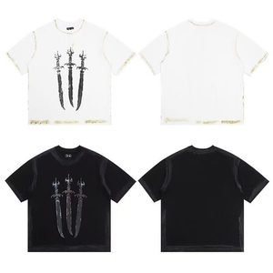 Men's Oversized Black Graphic T-<b>shirts</b> <b>Gothic</b> Streetwear Tees with Sword/Skull/Dragon Print Casual Y2K Dark Style Tops for Hip H - Product Image 3