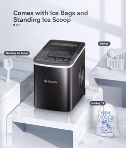 Ecozy US Stock portátil negro de acero inoxidable encimera máquina para hacer hielo <span class=keywords><strong>Mini</strong></span> 6 minutos 9 cubos máquina de hielo autolimpiante - Product Image 3