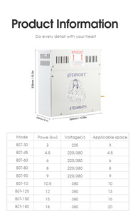Modern 6KW/9KW Wet <strong>Steam</strong> Room <strong>Generator</strong> Acrylic Engine Sauna Machine with Computer Control Panel - Product Image 6