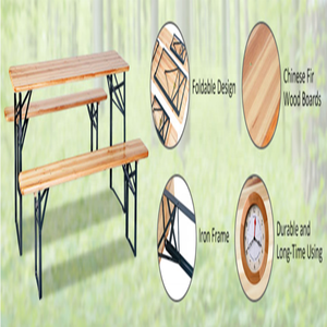 3PCS Beer Table <strong>Bench</strong> Set Folding Wooden Top Patio Garden <strong>Picnic</strong> Table <strong>for</strong> <strong>Sale</strong> - Product Image 6