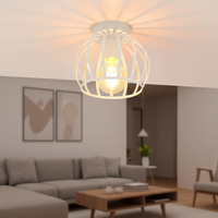 Plafonnier vintage personnalisable en métal blanc, design géométrique en cage, E27, style industriel pour chambre, salon, cuisine, couloir