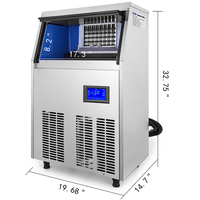 Machine à Glaçons Commerciale 335W, Fabrication en Acier Inoxydable, Machine à Glaçons de 132 lb