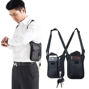 <b>Concealed</b> Underarm Backpack With Anti Theft Features For Outdoor Sports Hiking Camping Black Canvas 20-35L Expansion Design - Product Image 1