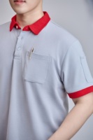 Impression par transfert de chaleur/broderie Polo doux et durable résistant aux plis facile d'entretien gris avec garniture rouge du vietnamien