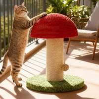 Griffoir pour chat en acrylique et poteau, design champignon mignon, 2 niveaux, avec corde en sisal et base solide, pour usage intérieur
