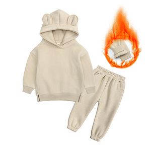 Survêtement à capuche pour enfants, ensemble décontracté en molleton, pour garçons et filles, pull-over à oreilles, 2 pièces, <span class=keywords><strong>2022</strong></span> - Product Image 2