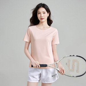 <b>Women's</b> Quick-Drying T-Shirt Solid Color Round Neck Loose Short Sleeve Breathable <b>Mesh</b> Fabric UPF200+ Sun Protection <b>Top</b> - Product Image 4