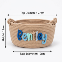 Panier cadeau avec nom adhésif, panier de rangement tissé à la main avec poignées torsadées