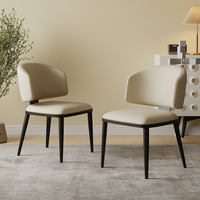 Chaises de salle à manger en PU de style italien, minimalistes, vente en gros directe usine, sièges compacts pour la maison, pièces design haut de gamme avec dossier élégant