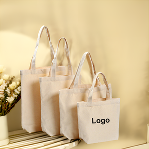 Publicité promotionnelle Sac à provisions en coton réutilisable uni Sac de plage en toile fourre-tout à prix bon marché avec logo personnalisé - Product Image 1
