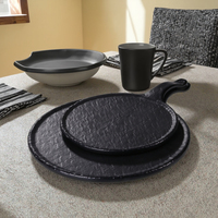 Vaisselle en mélamine de style japonais, noir mat, pour restaurant, fournie par l'usine
