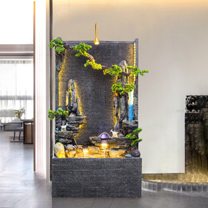 Fontaine cascade de style chinois avec rétroéclairage, forme ronde, pour décoration de bureau et aménagement paysager - Product Image 3