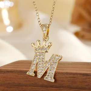 The Latest Fashion French Vintage Crown M Letter <b>Necklace</b> Wholesale Vintage Female Accessories for Gift Party Wedding - Product Image 1