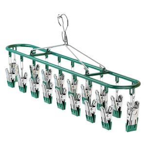 Sock Drying Rack With Multiple <b>Clips</b> Green Color Hanging Clothes Rack For Home Use Childrens Clothes Underwear And Socks - Product Image 1
