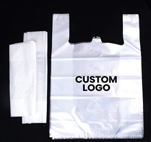 Sacs en plastique HDPE jetables en gros, format T-shirt, taille personnalisée, impression offset blanche pour l'emballage alimentaire et les sacs de courses - Product Image 1