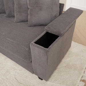 Luxe Oversized L-Shape <b>Convertible</b> <b>Sofa</b> Set Chaise Comfy Corduroy Sectional Couches 8 Pillows Two Armrest Storage Hotel - Product Image 6