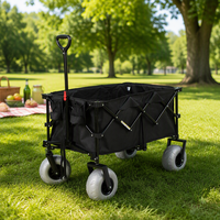 Chariot de camping pliable 200L avec roues gonflables de plage 9*4 pouces, chariot utilitaire robuste et pliable pour la plage et les activités de plein air