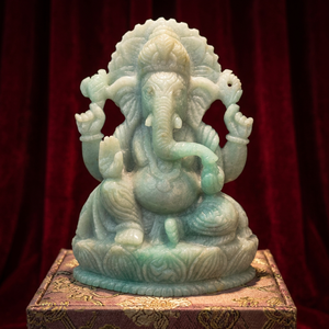 Estatua de Ganesha de Amazonita Tallada a Mano, Estilo Art Deco, 7 Pulgadas, Escultura de Cristal Única, Decoración de Lujo para Bodas y Hogar - Product Image 6