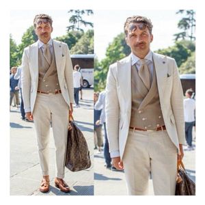 بدلات رجالية جديدة لخريف 2025 لحفلات الزفاف، بدلة مخصصة باللون العاجي للرجال، تصميم ضيق من 3 قطع، بدلة رسمية للعريس لحفلات التخرج - Product Image 1