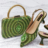 Ensemble de chaussures compensées slingback et sac à main en cristal bleu pour femme, de luxe, pour soirées et fêtes, automne hiver été, léger, avec doublure en maille épaisse
