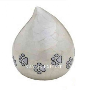 กาน้ำชาสีขาว URN พร้อมอุ้งเท้าสวยสลักเคลือบสีขาวสำเร็จรูปรูปหยดน้ำตาโกศสัตว์เลี้ยง - Product Image 1