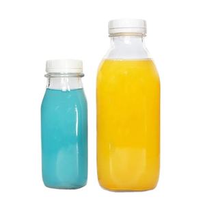 New Stock 250ml 500ml Botellas de vidrio cuadradas para licuadora de jugo de espino Jugo fresco <span class=keywords><strong>Pediasure</strong></span> Leche de vainilla con tapa de plástico blanco - Product Image 2