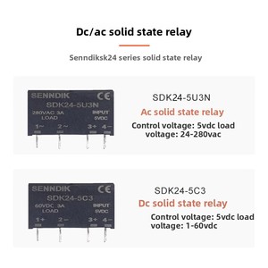 Rơle trạng thái rắn mini mỏng, lắp PCB, 4 chân, hiệu suất cao, DC-AC 24VDC/24-280VAC 2A, Senndik SDK24-24U2N - Product Image 2