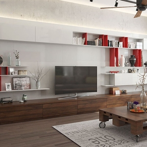 Meuble <span class=keywords><strong>TV</strong></span> en bois au design moderne et minimaliste Meuble industriel pour salon ou appartement Panneau <span class=keywords><strong>de</strong></span> bois durable - Product Image 1