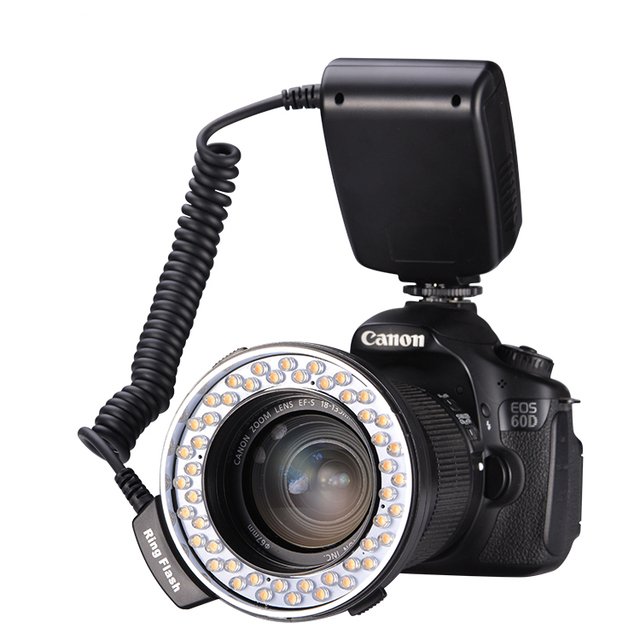 Marco Flash Ring Light MAMEN RF550D Speedlite Flash With 8 Lens Adapter Rings Ring Flash LED Marco Speedlite for DSLR Cameras