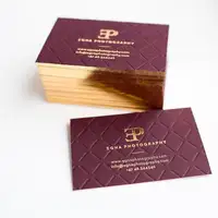 Custom Luxe Merk Gold Foil Print Business Naam Kaart Met Reliëf Logo Gouden Randen