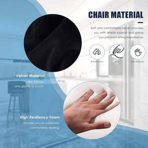 Taburetes de Bar Ajustables de Terciopelo para Hoteles Comerciales Modernos, Muebles de Bar Giratorios, Altura de Barra, <span class=keywords><strong>Cocina</strong></span>, Comedor, Sala de Estar, Metal Negro - Product Image 4