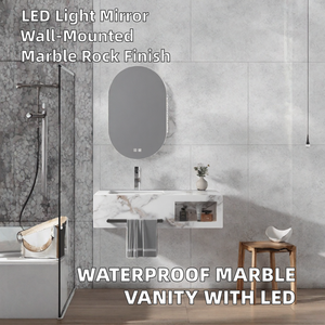Mueble de <span class=keywords><strong>Baño</strong></span> Moderno de Mármol y Pizarra, Impermeable, Fácil de Limpiar, con Lavabo de Cerámica y Toallero, Montado en la Pared - Product Image 4