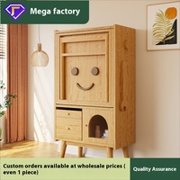 Petite maison moderne Table à manger extensible en bois massif Ensemble de chaises pliables intégrées Armoire de rangement robot Buffet pour petits