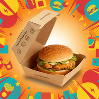 Boîte à hamburger jetable personnalisée avec logo, boîte à emporter pour restaurant, emballage alimentaire