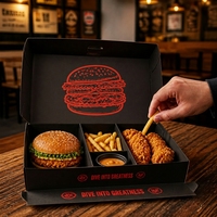 Dossiers en carton ondulé personnalisés avec revêtement UV, emballages alimentaires biodégradables pour hamburgers, poulet frit, restauration rapide à emporter