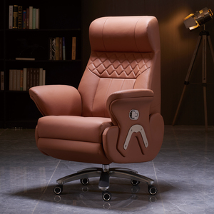 Sedia da <span class=keywords><strong>Ufficio</strong></span> Direzionale di Lusso Ergonomica, Girevole e Regolabile in Vera Pelle, Design Moderno - Product Image 1