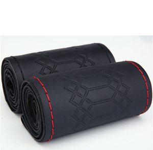 Cubierta protectora para <span class=keywords><strong>volante</strong></span> de piel de cuero colorido, cubierta de dirección <span class=keywords><strong>parasol</strong></span> para todos los deportes de coche, bolsa de Pvc Universal, costura a mano - Product Image 2