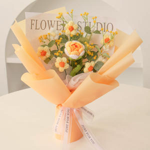 人造花手工钩针向日葵花束人造针织花钩针花束毕业母亲节情人节新娘花束 - Product Image 5