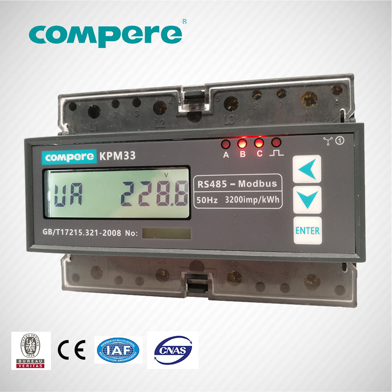 RS485 puerto de comunicación modbus 3 Fase inteligente digital de carril Din electricidad kwh de energía