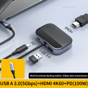 FEIXUAN transfert de données haute vitesse 3 en 1 <span class=keywords><strong>USB</strong></span> <span class=keywords><strong>C</strong></span> Hub 5Gbps <span class=keywords><strong>USB</strong></span> a 3.0 <span class=keywords><strong>HDMI</strong></span> PD 100W charge rapide <span class=keywords><strong>USB</strong></span> <span class=keywords><strong>C</strong></span> Hub pour ordinateur portable - Product Image 2