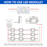 Edgelit 3W DC12V SMD 3535 LED ABS Module de signalisation de lentille d'injection en aluminium PCB 54*30MM 15*45 Angle de faisceau IP65 note 3000K/6500K