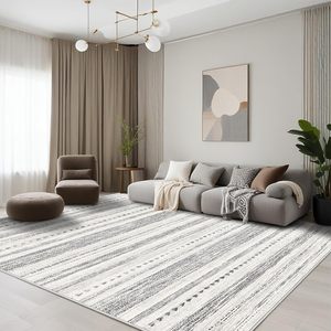 Tapis moderne de grande surface, motif à rayures grises, antidérapant, anti-chute, tapis rectangulaire doux pour la décoration intérieure personnalisé en stock - Product Image 1