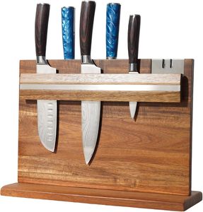 Bloc à <span class=keywords><strong>couteaux</strong></span> magnétique en bois d'acacia <span class=keywords><strong>professionnel</strong></span> avec aiguiseur intégré <span class=keywords><strong>pour</strong></span> une utilisation sur le comptoir de cuisine - Product Image 1