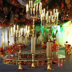 2019 de metal de oro de color blanco romano titular de la vela del pilar MESA CENTRO de mesa boda deco pasarela soporte - Product Image 1