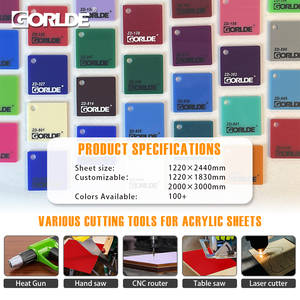 Folhas de Acrílico Multicoloridas GORLDE 1/8 de Espessura, Folhas de Plexiglass para Projetos Criativos DIY, Corte a Laser, Gravação, Sinais Impressos em UV - Product Image 2
