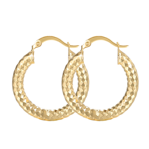 Pendientes de Aro Minimalistas con Textura, Chapados en Oro de 18K, Resistentes al Agua, de Acero Inoxidable, Geométricos, Sólidos, Modernos y a la Moda - Product Image 1