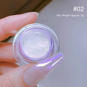 Polvere per Nail Art Effetto Specchio Lunare, Pigmento Perlato Bianco, Polvere Cromata per Unghie - Product Image 5