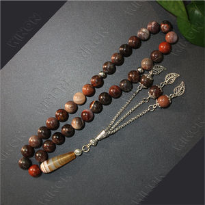 Pietra di legno naturale un grado, di alta qualità Tasbih Muslim perle di preghiera 100% vera pietra naturale <span class=keywords><strong>rosario</strong></span> Misbaha regalo gioielli islam - Product Image 6