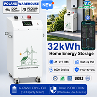 Batterie LiFePO4 32 kWh de type vertical 51,2 V 628 Ah avec cellules MB56, BMS JK V19 intégré et coussin chauffant pour système solaire - Stock UE