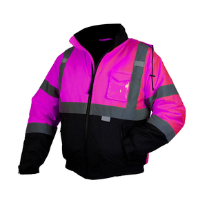 Hi Vis Safety <b>Jacket</b> with Hood Reflective Strips for Roadside Construction <b>Workers</b> - Product Image 1